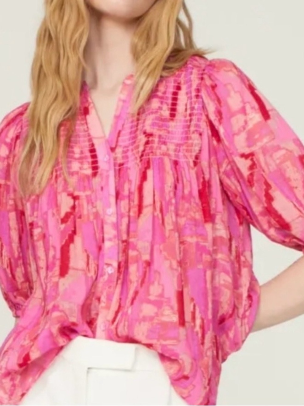 Ba&sh Teodor blouse various shades of pink and red size XS